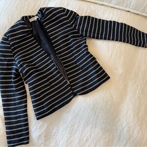 Striped Navy and White Women's Zip-Front Jacket